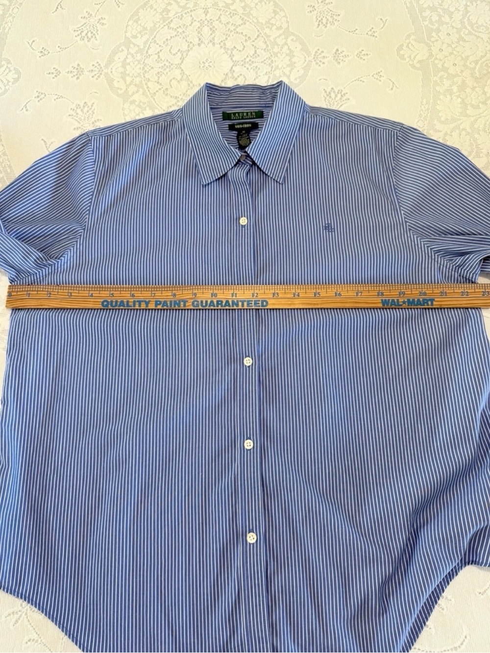 Lauren Ralph Lauren Blue Stripe Non-Iron Dress Shirt Women’s size XL - Picture 5 of 10